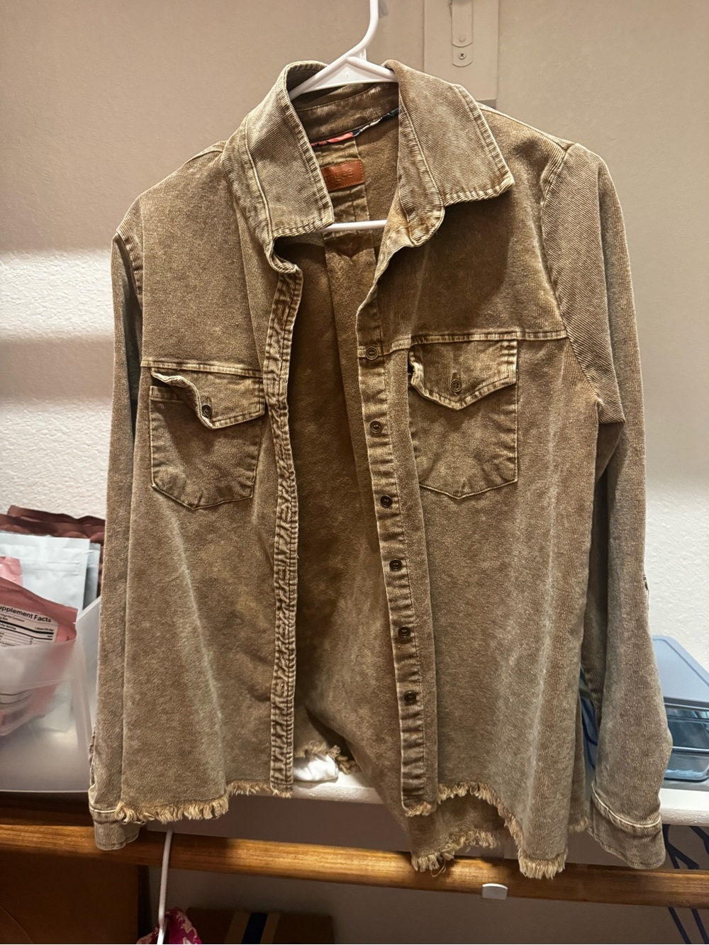 Womens Umgee Corduroy Button-Up Jacket in camel NEWish wore once
